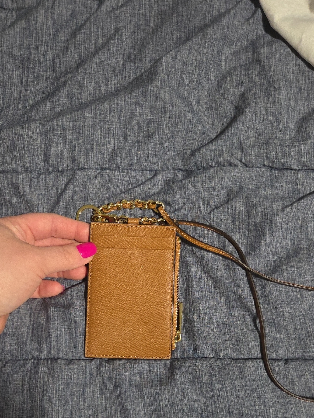 Tory Burch Leather Card Holder Lanyard - Tan - Picture 5 of 5